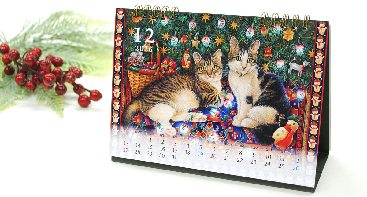 卓上カレンダー-アイボリーキャッツ(2026年1月始まり)